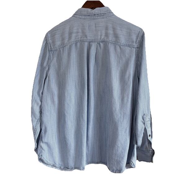 Lands’ End Women’s Blue & White Stripe Button Down Shirt 100% Lyocell Size 1X - Picture 3 of 11